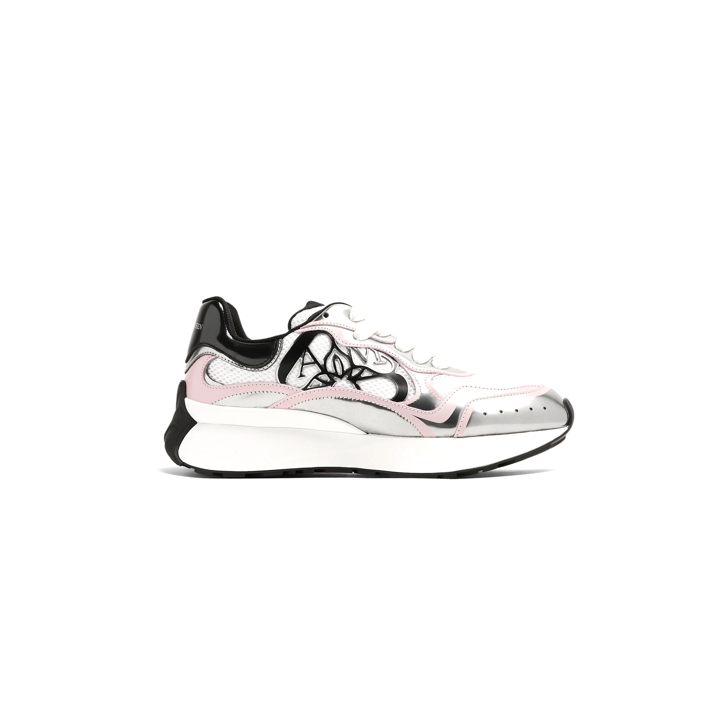 ALEXANDER MCQUEEN SILVER ROUND TOE LACE UP SNEAKERS 757485W4WN79944